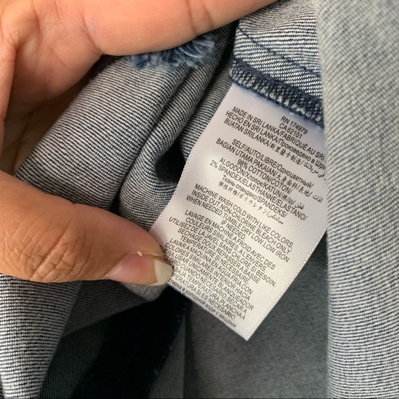 Bcbgeneration Frayed Denim Top Blue Med Wash S NWT - Picture 10 of 15